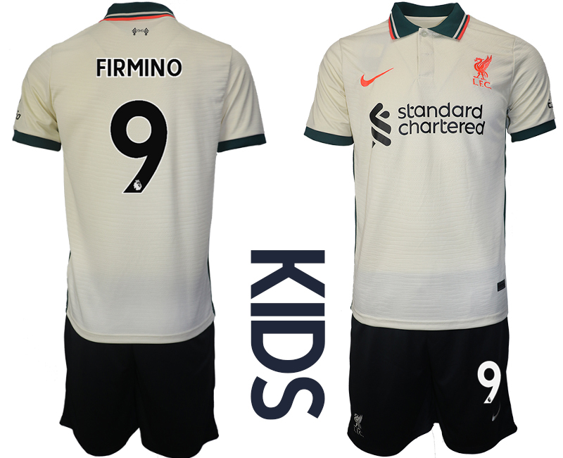 Youth 2021-2022 Club Liverpool away cream #9 Soccer Jersey